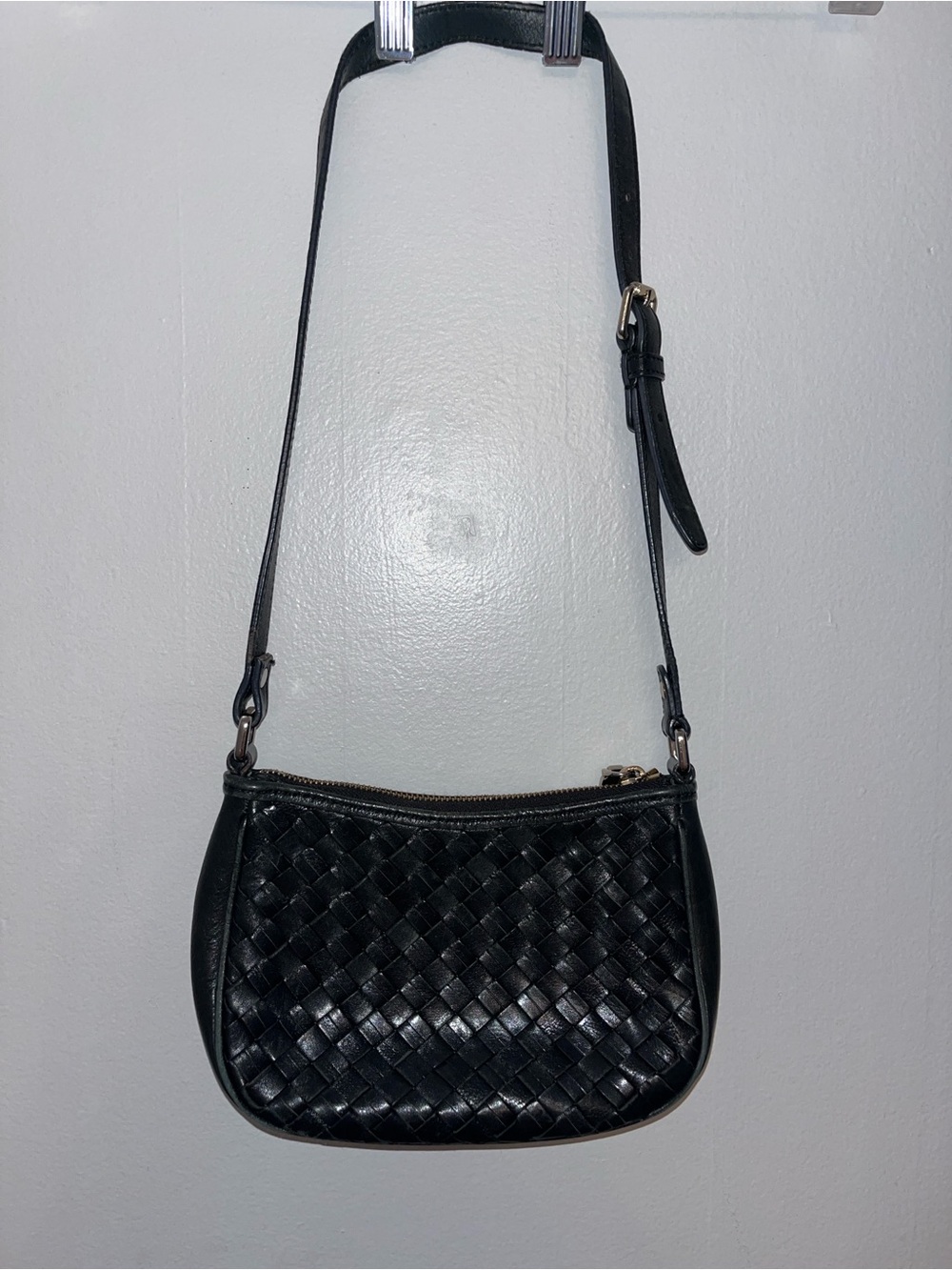Cole Haan Black Woven Leather Shoulder Bag